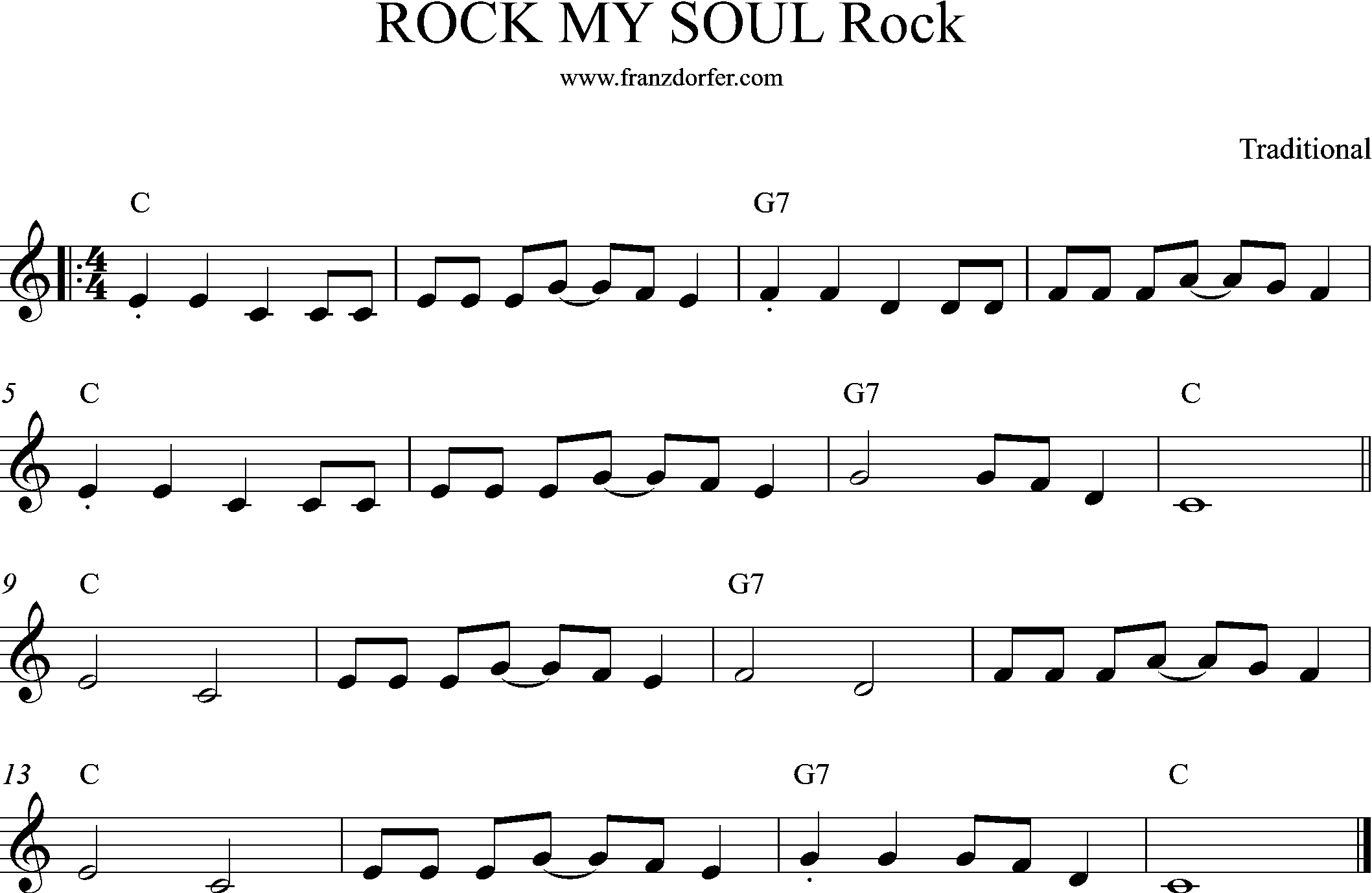 Rock my Soul, C-Dur tief.
